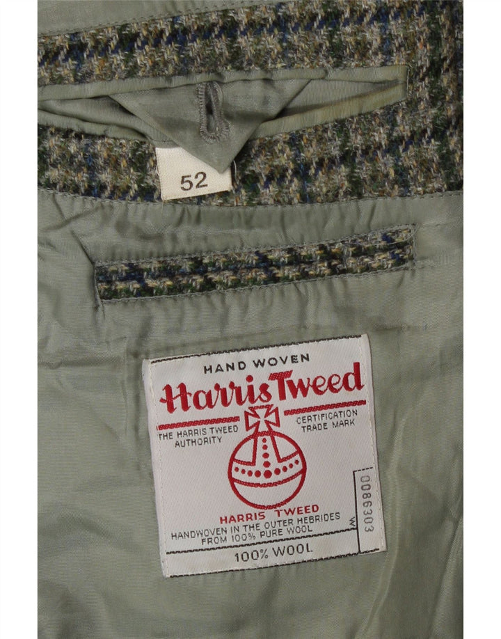 Giacca blazer da uomo a 2 bottoni Harris Tweed IT 52 XL lana pied de poule verde