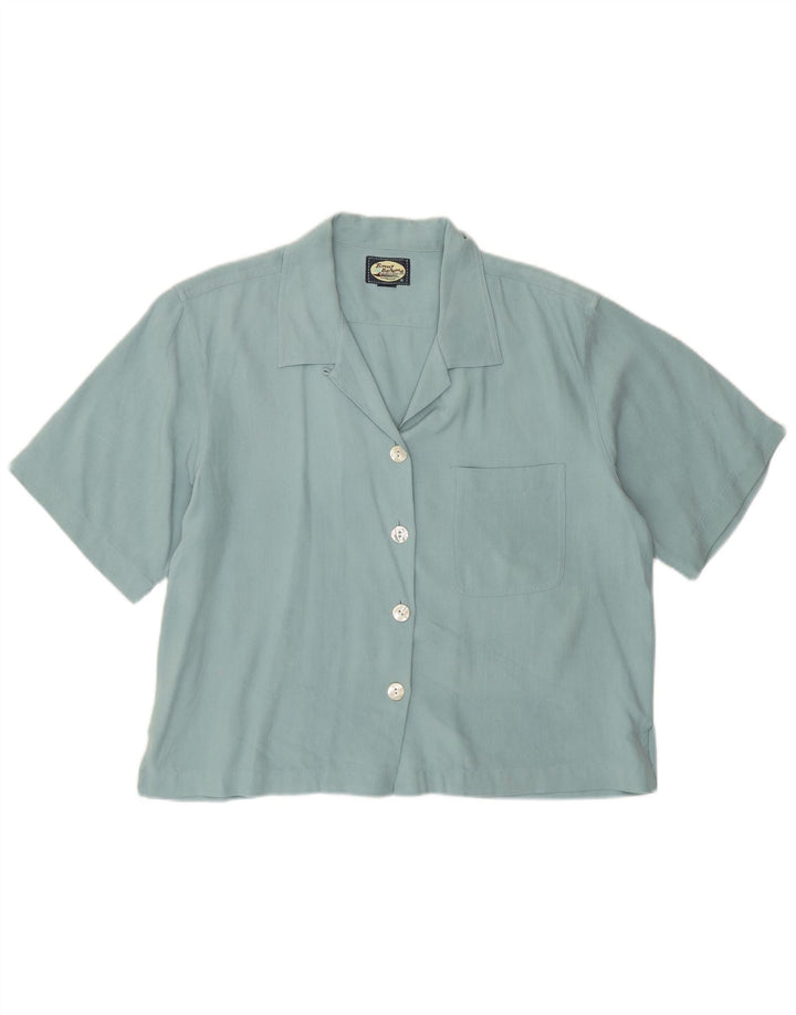 Camicia a maniche corte da donna Tommy Bahama UK 12 Medium Turchese a spina di pesce