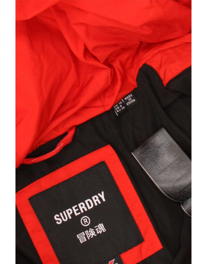 Giacca imbottita con cappuccio da donna Superdry UK 12 medio rosso poliestere