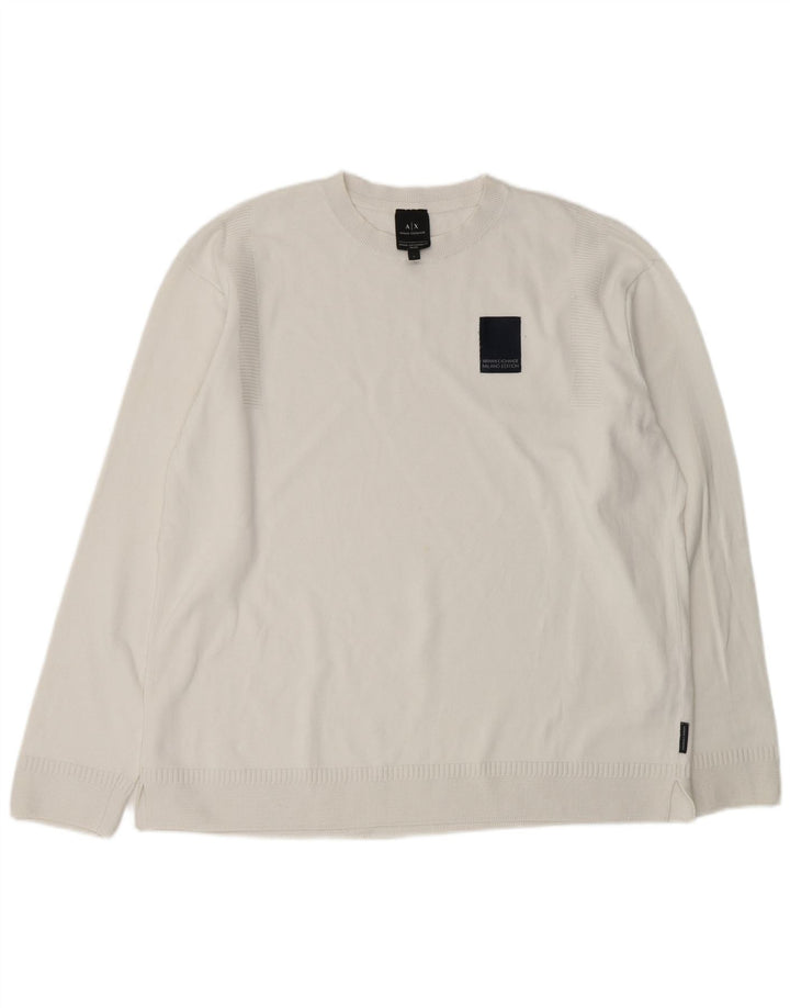 ARMANI EXCHANGE Maglione da uomo girocollo grande cotone bianco