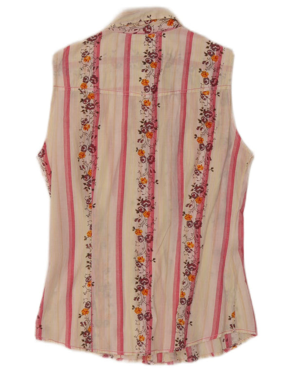 Think Pink Camicia senza maniche da donna UK 12 Medium White Floral