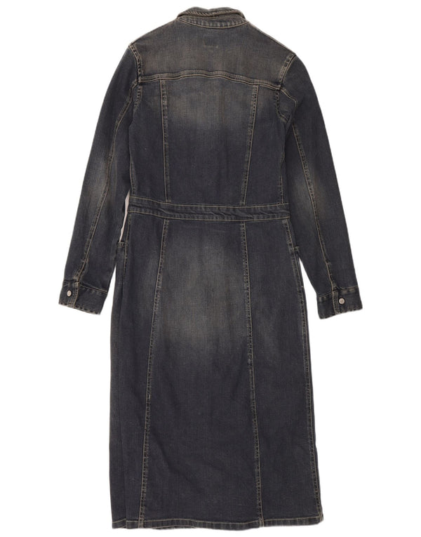 Abito maxi in denim da donna Calvin Klein Jeans UK 14 grande cotone blu navy