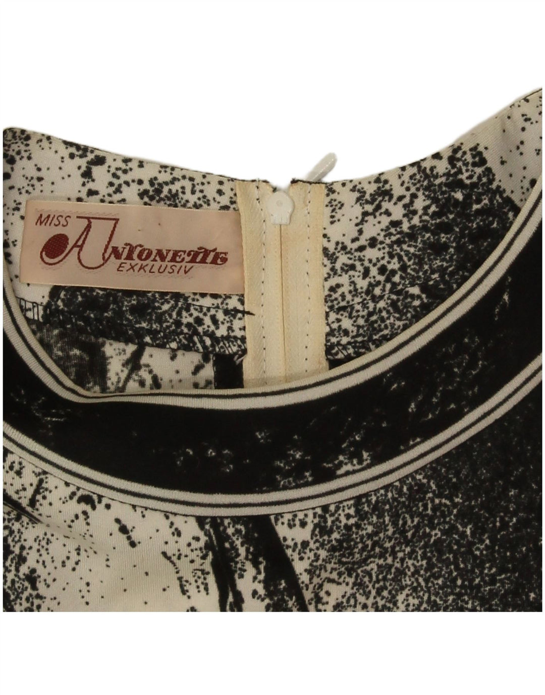 Abito maxi a maniche lunghe da donna con motivo astratto Antonette UK 10 piccolo nero