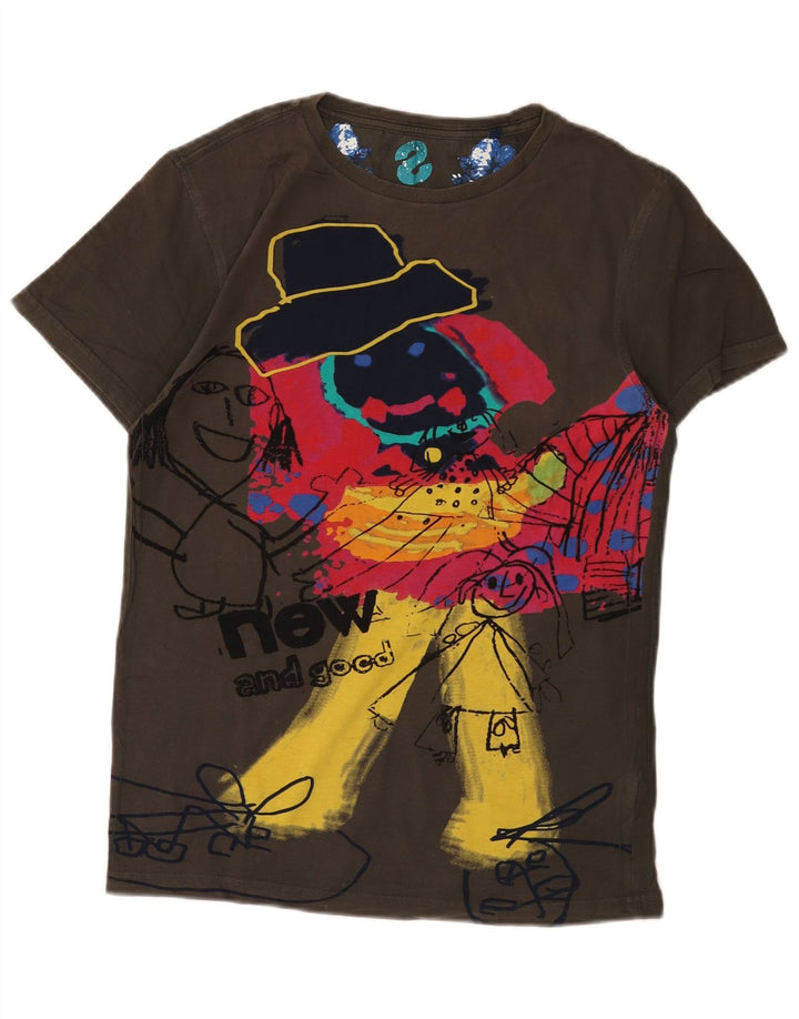 Desigual Maglietta grafica da uomo Top in cotone marrone medio