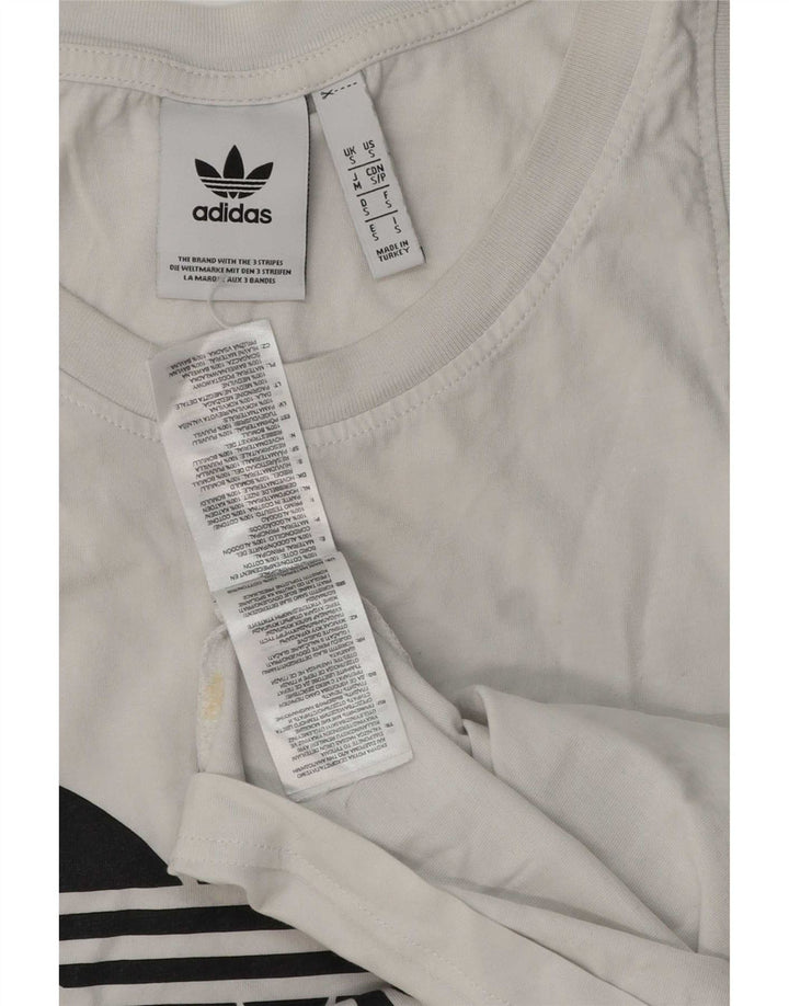 Canottiera grafica da donna Adidas UK 10 piccola in cotone bianco