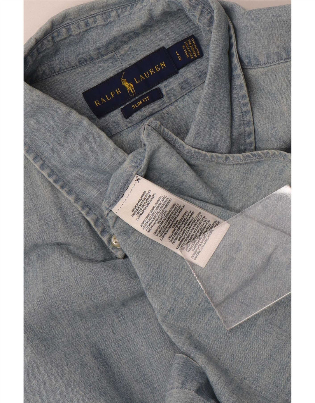 Camicia slim fit da uomo Ralph Lauren grande in cotone blu