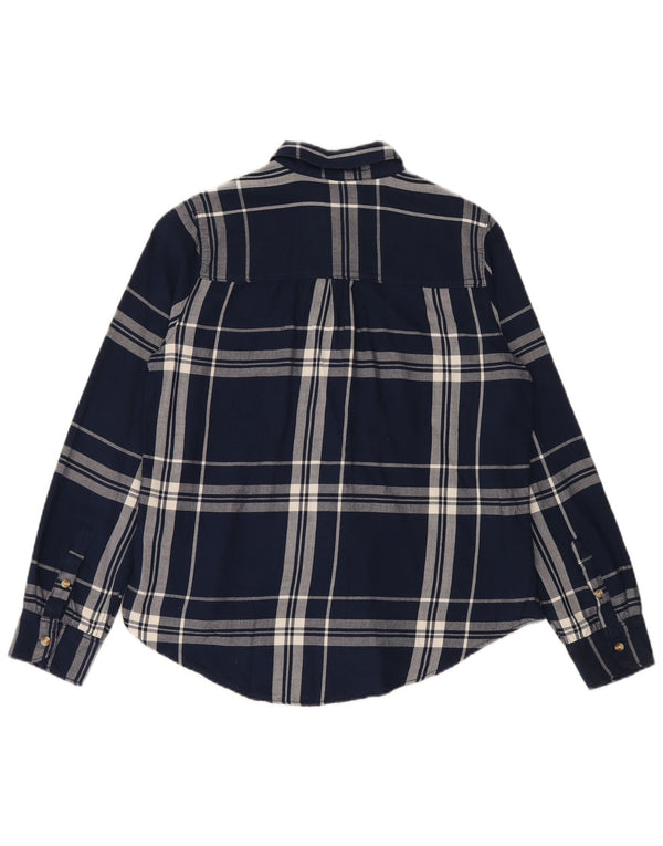 ABERCROMBIE & FITCH Womens Flannel Shirt UK 14 Medium Navy Blue Check