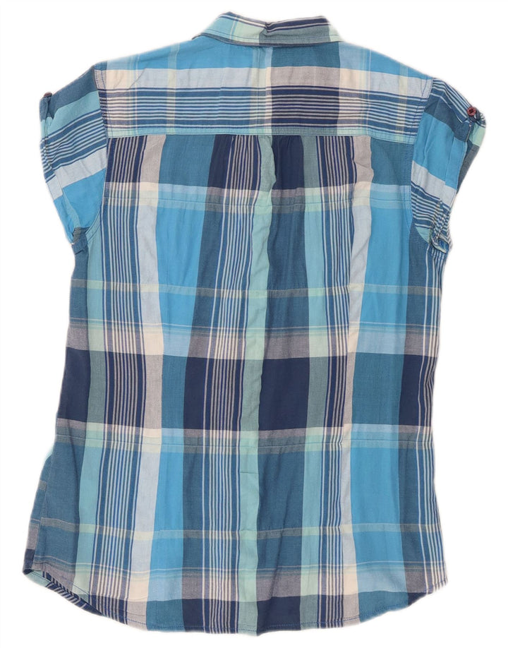 Camicia a maniche corte da donna Lee UK 12 Cotone a quadri blu medio