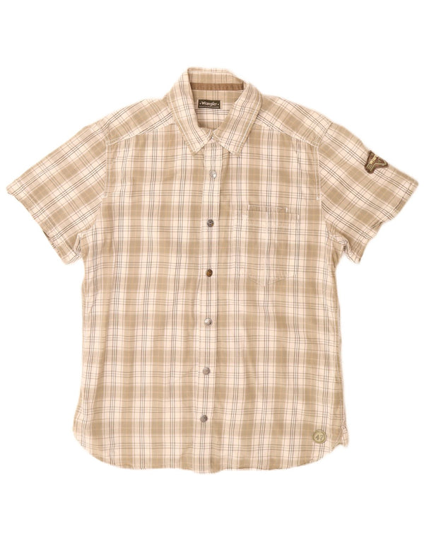 Camicia a maniche corte da uomo Wrangler in cotone a quadri beige grande