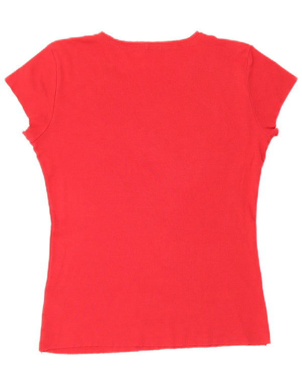 T-shirt grafica da donna Benetton Top UK 14 rosso medio in cotone