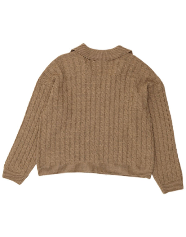 Crew Clothing Maglione da donna con collo alto UK 16 Grande acrilico beige