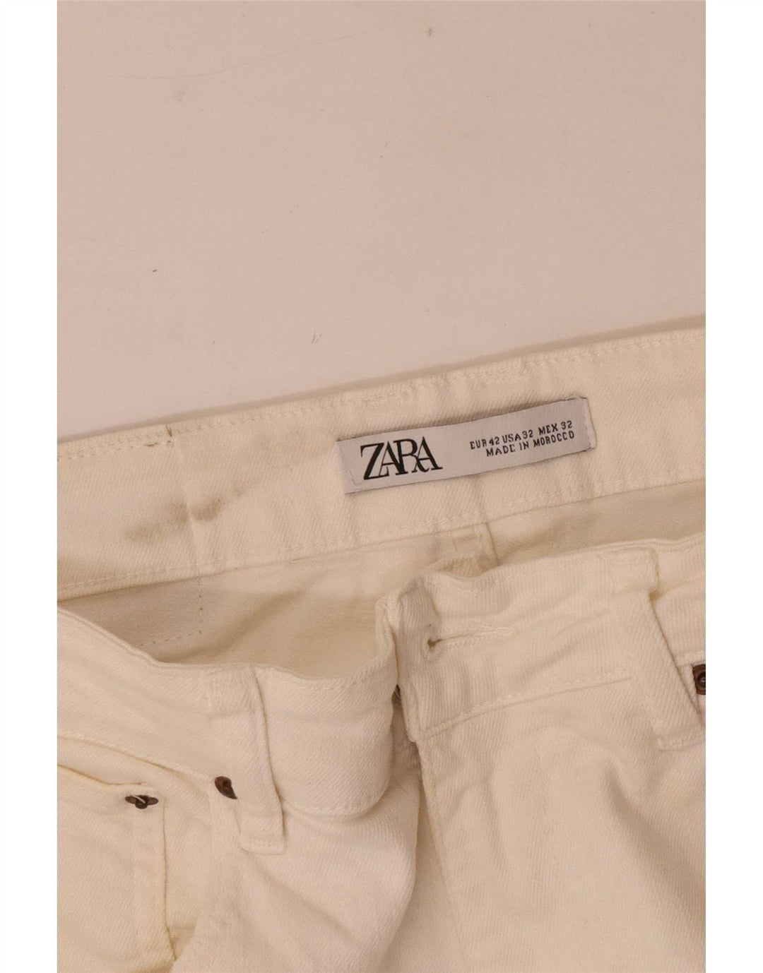 Pantaloncini di jeans da uomo Zara EU 42 Large W32 bianco sporco