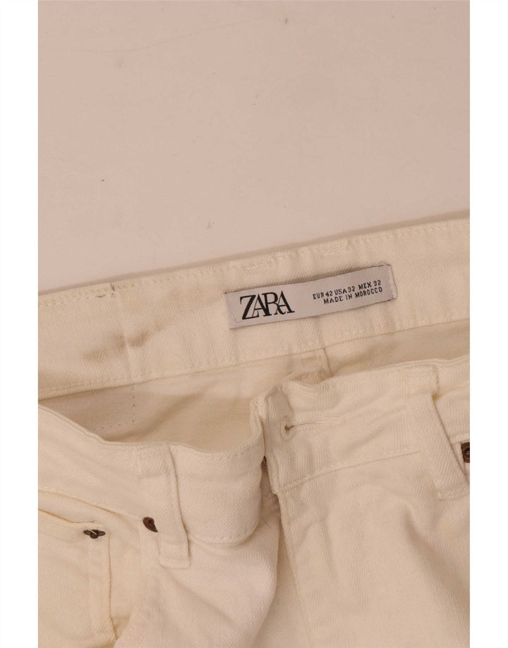 Pantaloncini di jeans da uomo Zara EU 42 Large W32 bianco sporco