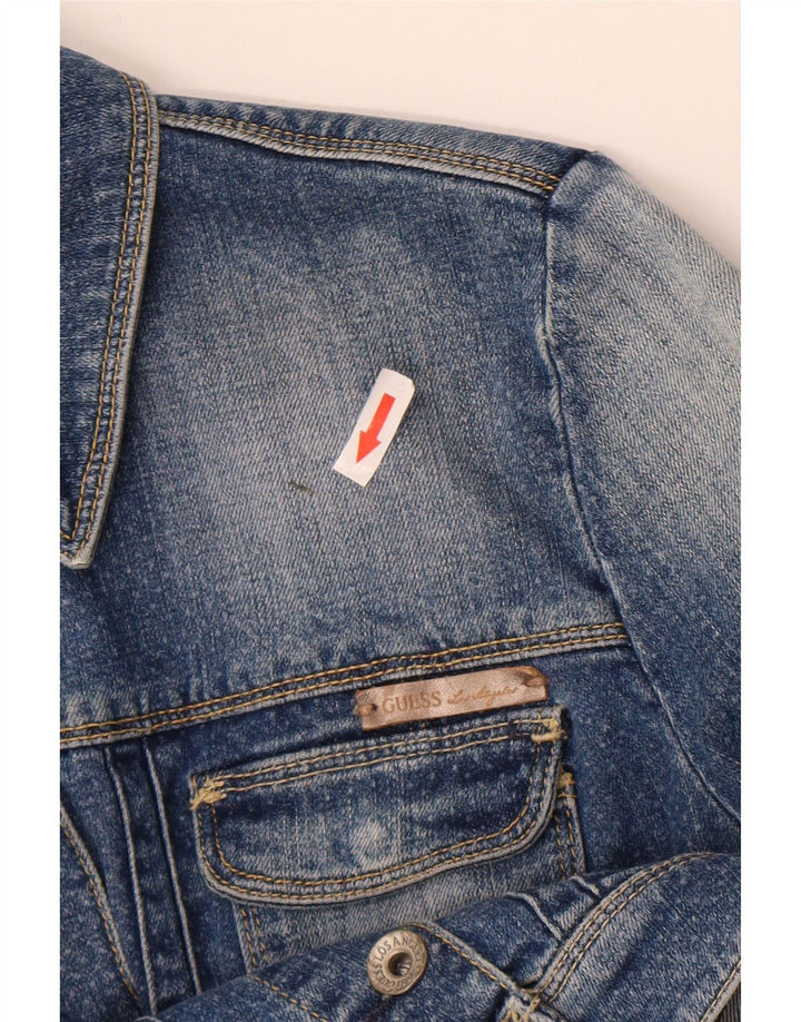 Giacca in denim corta da donna Guess UK 6 XS blu cotone