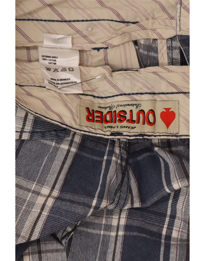 Pantaloncini chino da uomo Outsider W30 in cotone a quadri blu medio