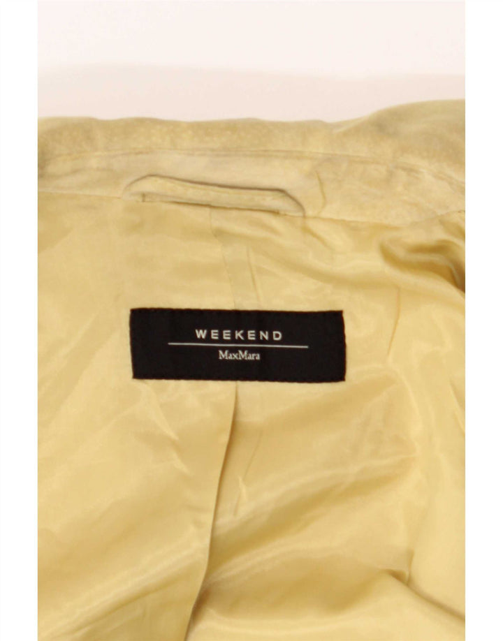 Max Mara Weekend da donna giacca blazer in pelle scamosciata con 3 bottoni UK 6 XS Pelle beige