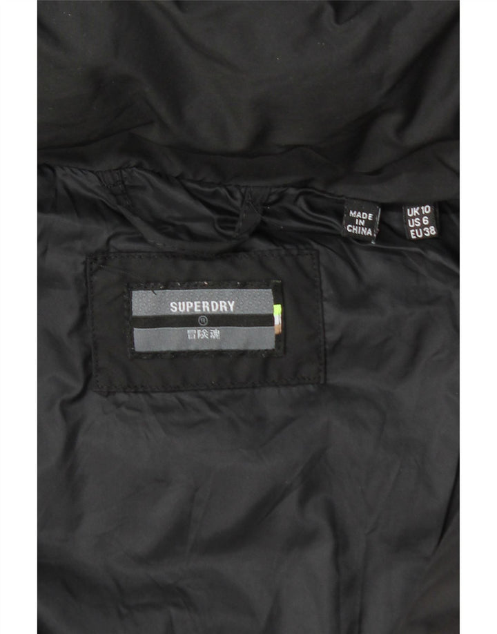 Cappotto imbottito con cappuccio da donna SUPERDRY UK 10 piccolo poliestere nero