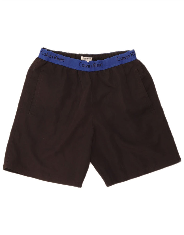 Pantaloncini da bagno grafici da uomo Calvin Klein piccoli in poliestere color block nero