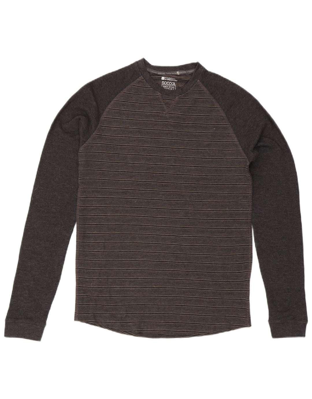 Mountain Warehouse Top da uomo a maniche lunghe in cotone a righe grigio medio