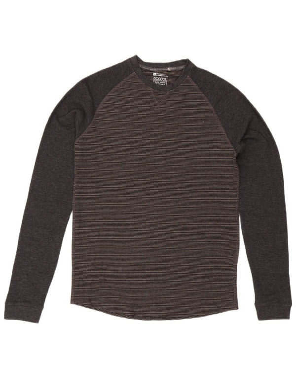 Mountain Warehouse Top da uomo a maniche lunghe in cotone a righe grigio medio