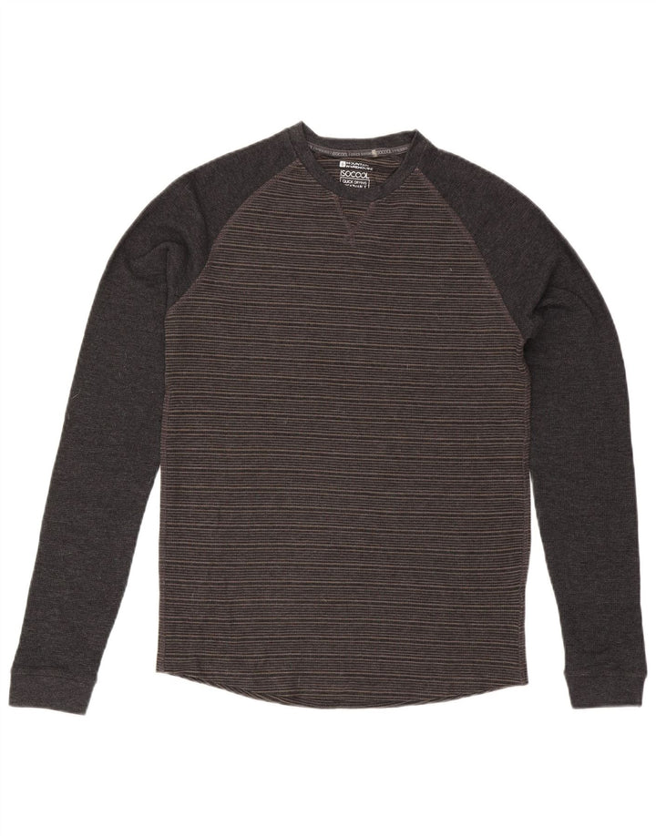 Mountain Warehouse Top da uomo a maniche lunghe in cotone a righe grigio medio
