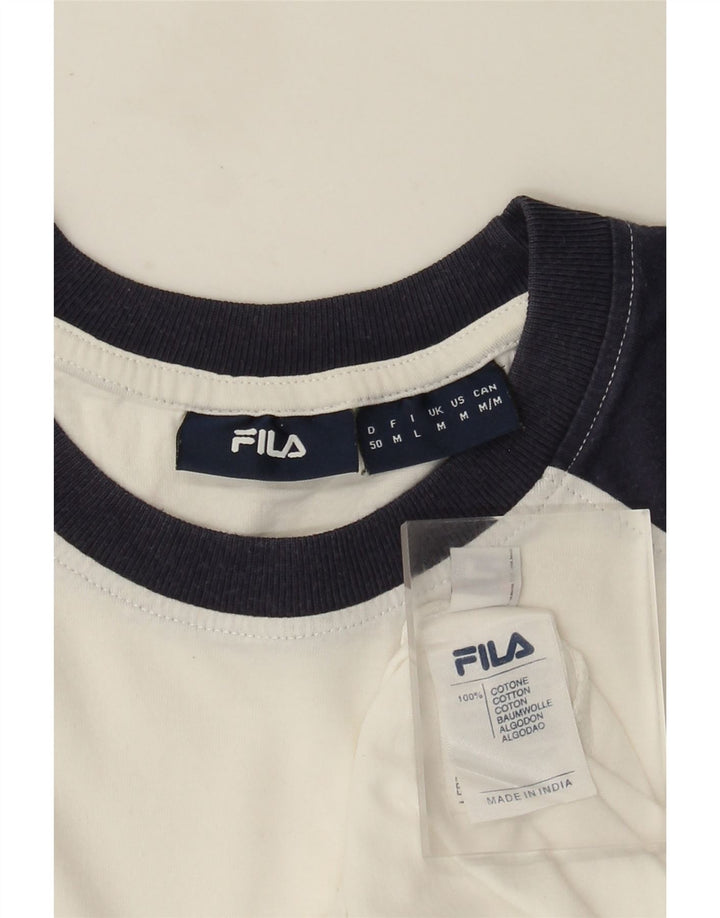 T-shirt grafica da uomo Fila Top in cotone color block bianco medio