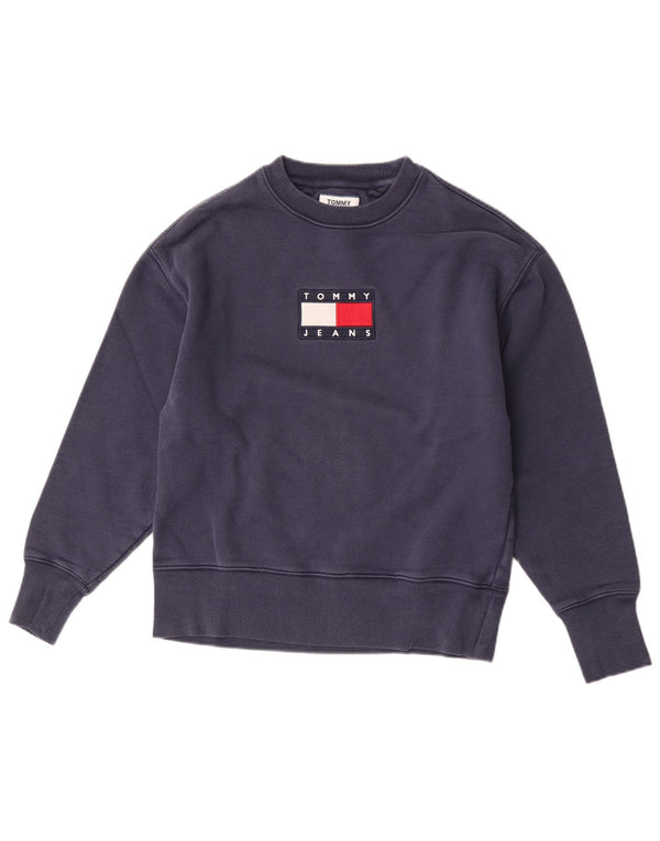 Felpa oversize con grafica da donna Tommy Hilfiger Jumper UK 6 XS Blu navy