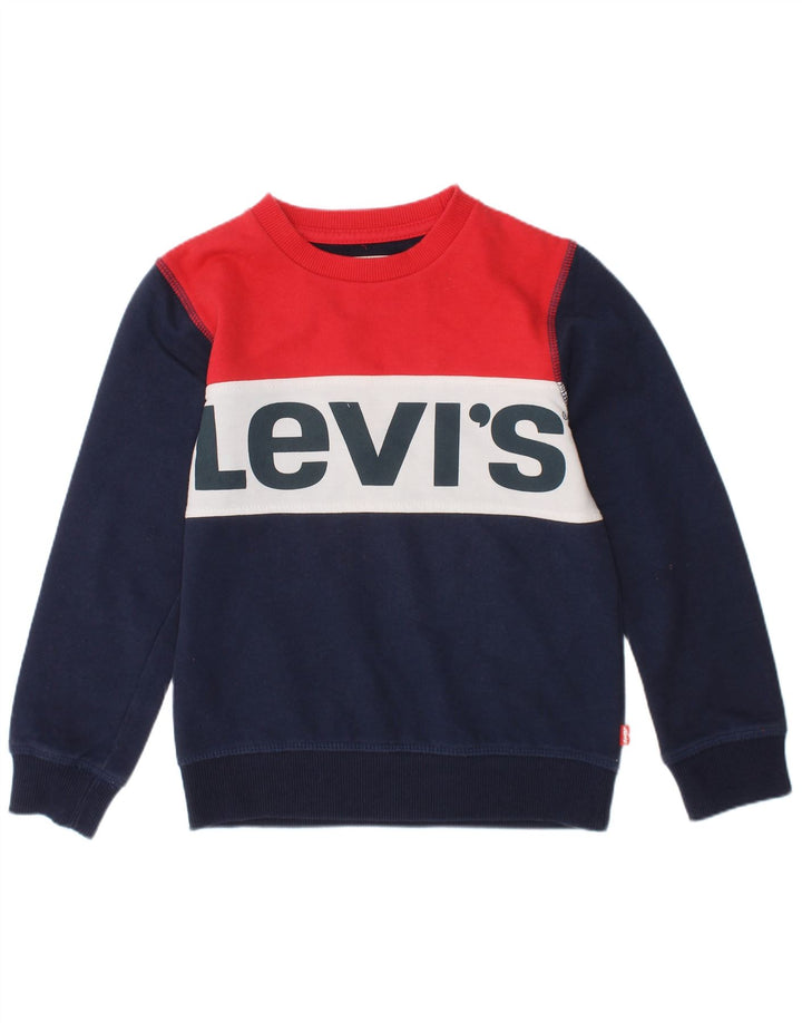 Levi's Ragazzi Felpa Maglione 4-5 anni Blu Navy Colourblock Classico