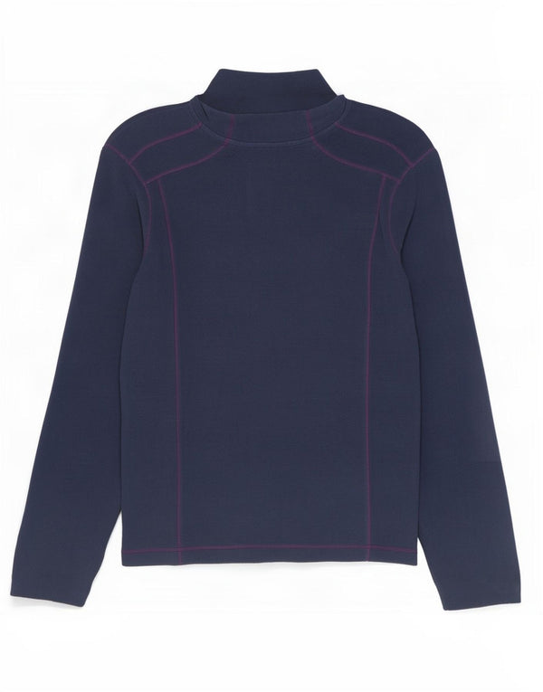 Maglione in pile da donna con collo e zip Weird Fish UK 18 XL poliestere blu navy