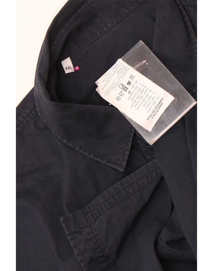Camicia western vintage da uomo 2XL in cotone blu navy