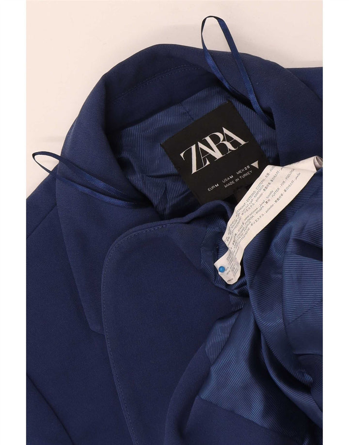 Giacca blazer a 2 bottoni da donna Zara UK 14 poliestere blu navy medio