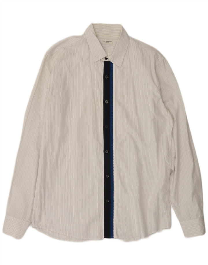 Camicia da uomo Dries Van Noten IT 52 Large cotone gessato bianco