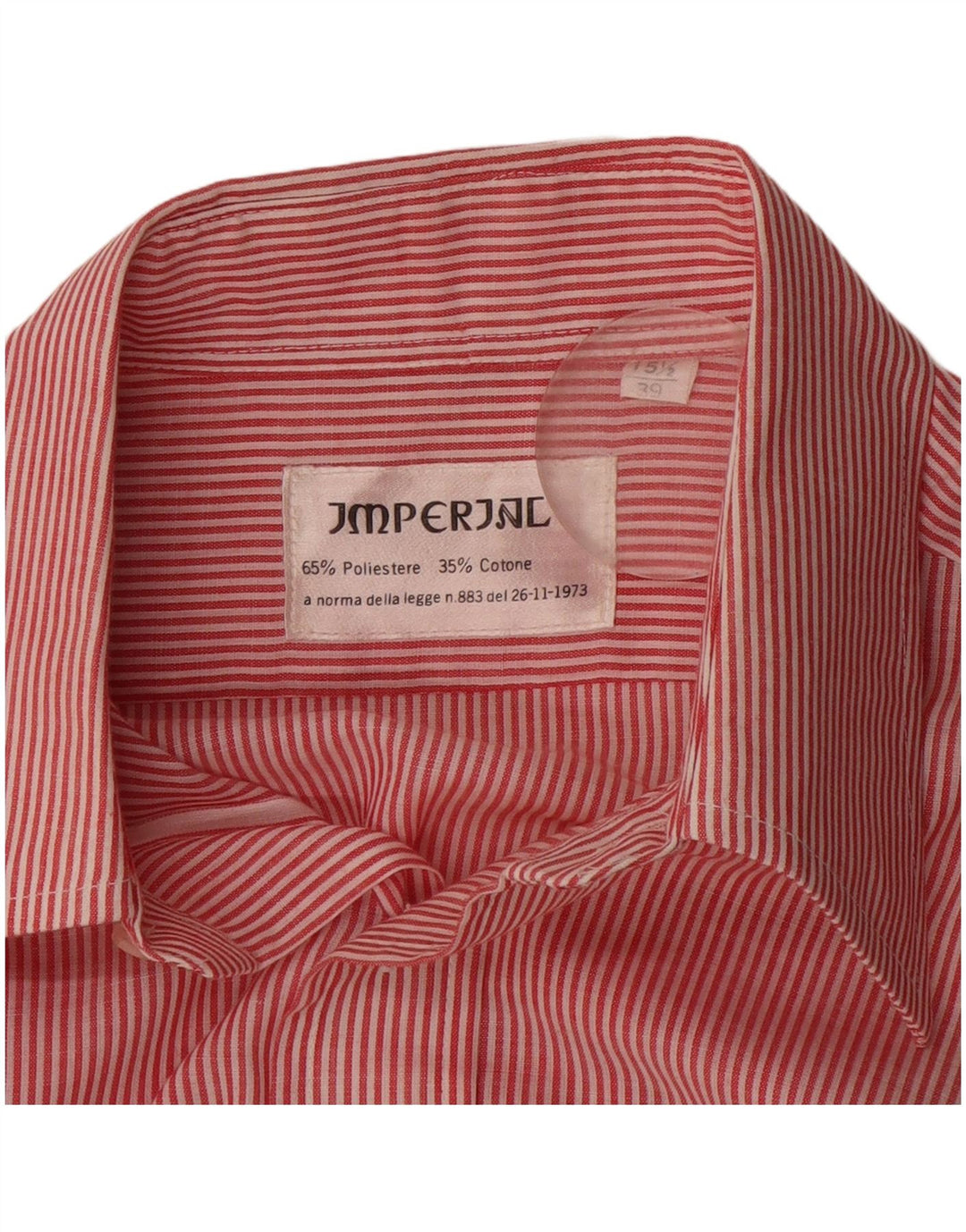 Camicia da uomo Imperial Taglia 39 15 1/2 Poliestere gessato rosso medio
