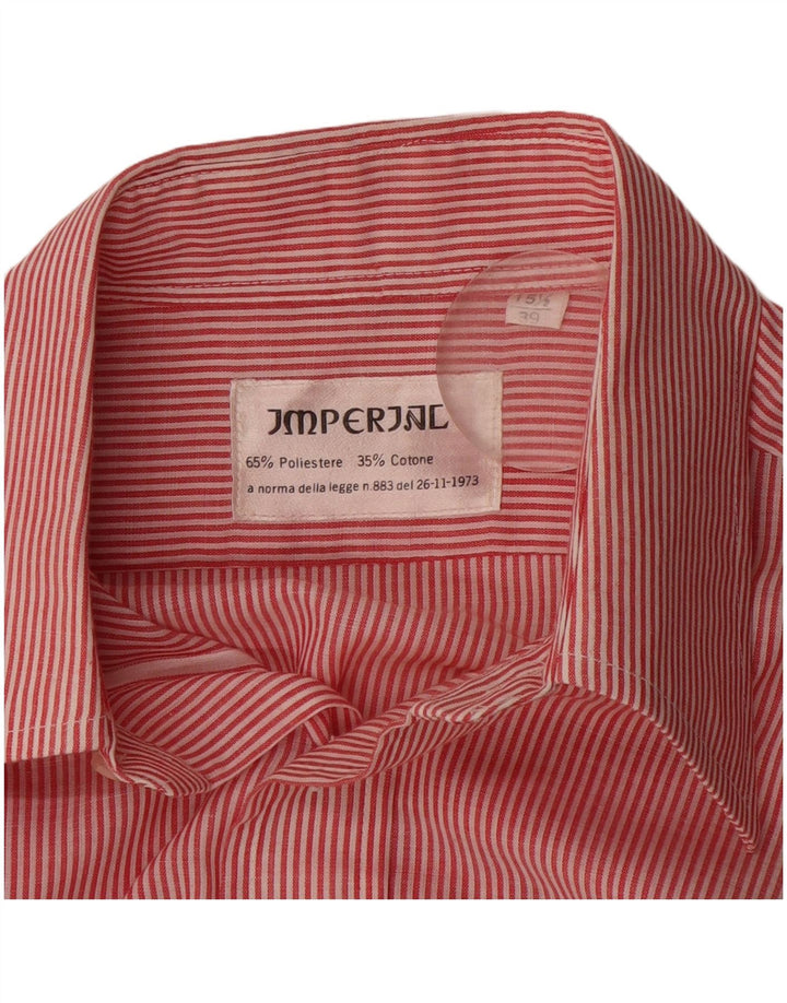 Camicia da uomo Imperial Taglia 39 15 1/2 Poliestere gessato rosso medio