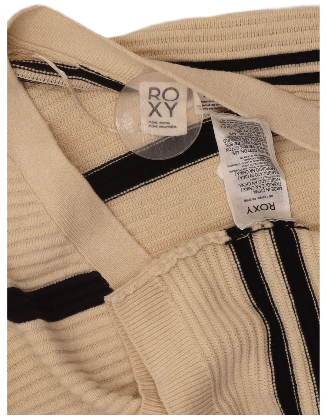 Maglione cardigan lungo oversize da donna ROXY UK 10 piccolo bianco sporco