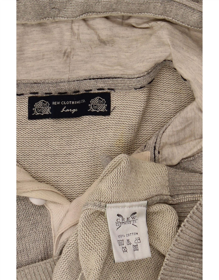 Crew Clothing Maglione con cappuccio da uomo di grandi dimensioni in cotone grigio