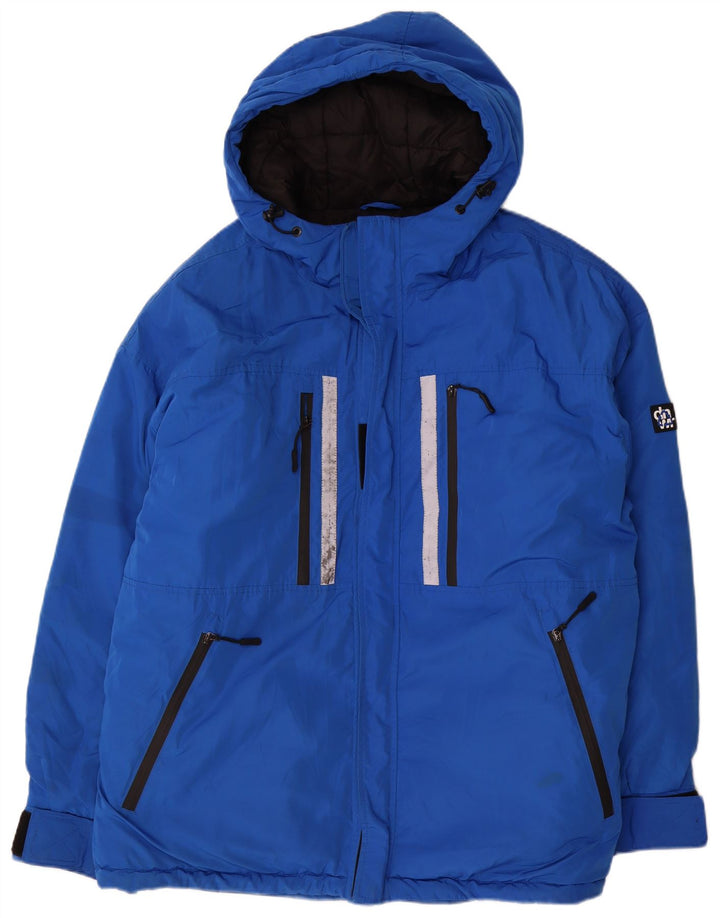 Giacca a vento con cappuccio da uomo Zara UK 42 XL poliestere blu
