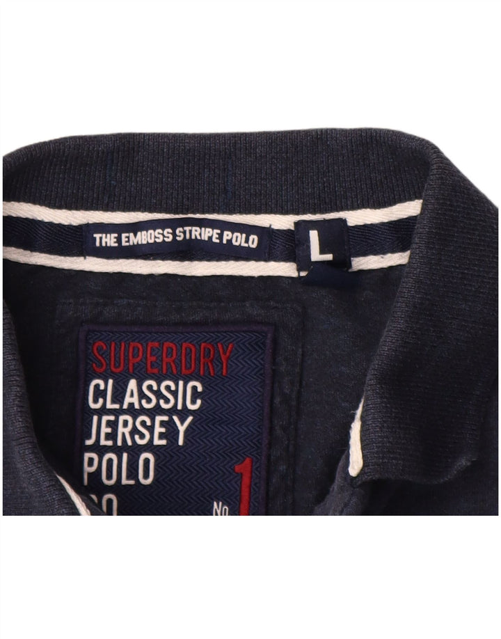 Polo da rugby grafica da uomo Superdry, grande, in cotone color block blu navy