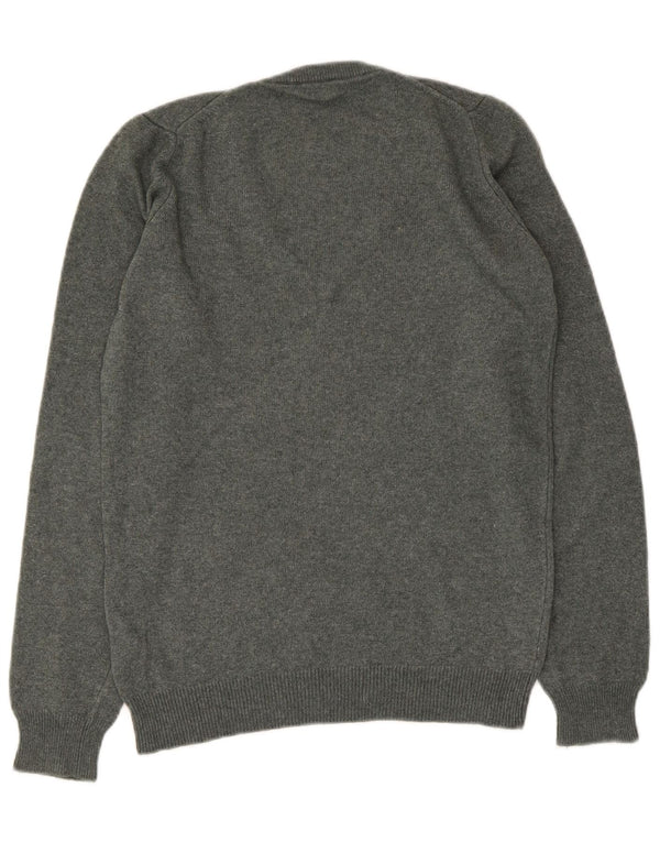 Maglione maglione con scollo a V da donna Fred Perry UK 12 Lana grigio medio