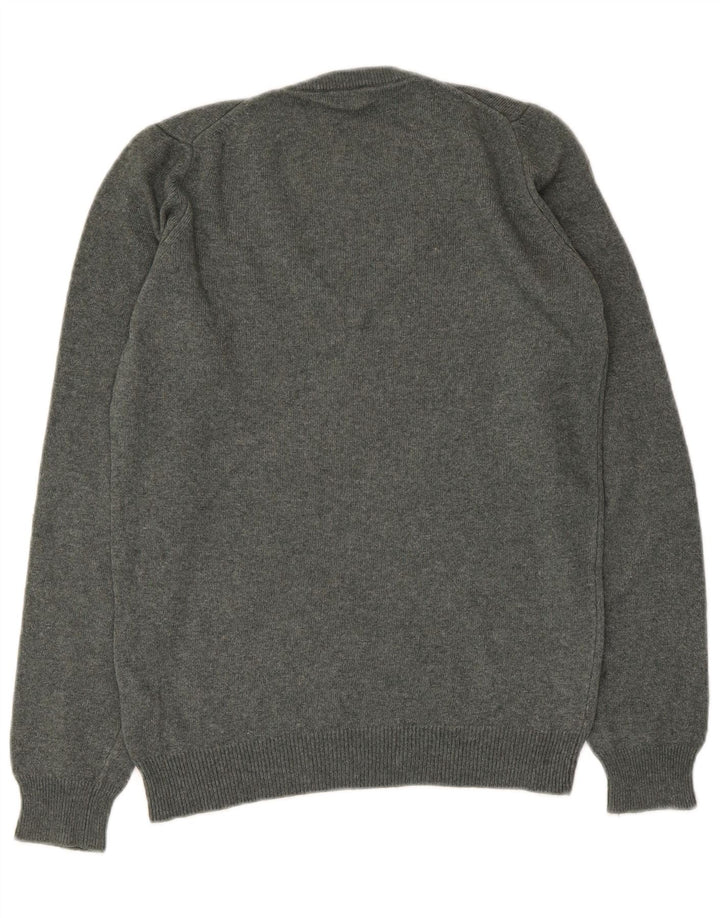 Maglione maglione con scollo a V da donna Fred Perry UK 12 Lana grigio medio