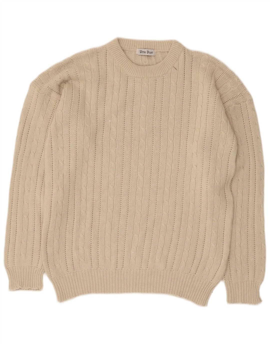 Maglione maglione girocollo da uomo Uno Due piccolo in cotone beige