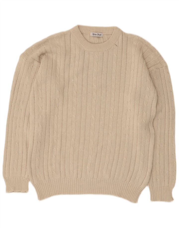 Maglione maglione girocollo da uomo Uno Due piccolo in cotone beige