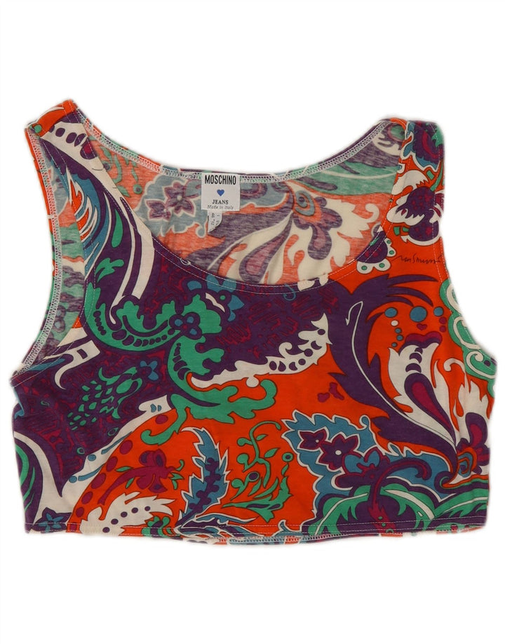Top corto da donna Moschino UK 16 grande cotone Paisley multicolore