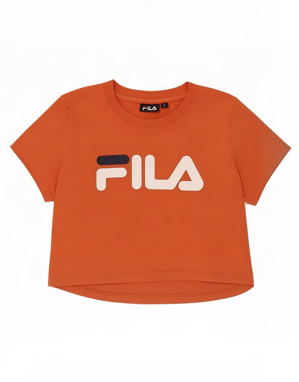 T-shirt grafica corta da donna Fila Top UK 14 grande cotone arancione