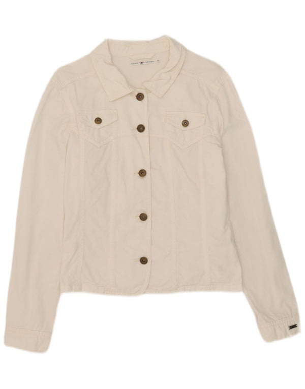 Giubbotto bomber da donna Tommy Hilfiger UK 10 grande cotone bianco