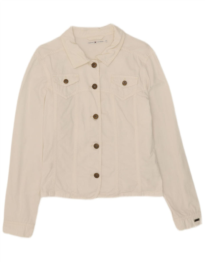 Giubbotto bomber da donna Tommy Hilfiger UK 10 grande cotone bianco