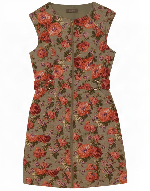 Abito tubino senza maniche da donna Oasis UK 10 Piccolo cotone floreale verde