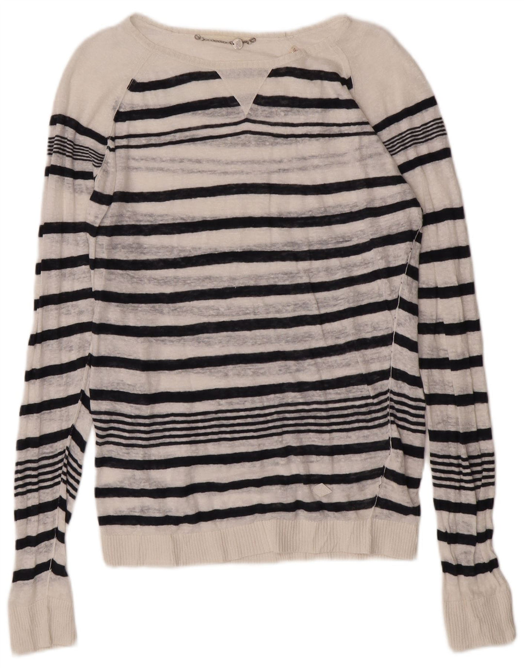 Maglione maglione da donna con scollo a barca Diesel UK 14 a righe bianche medie