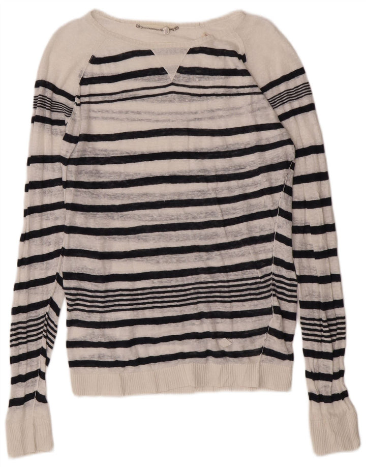Maglione maglione da donna con scollo a barca Diesel UK 14 a righe bianche medie