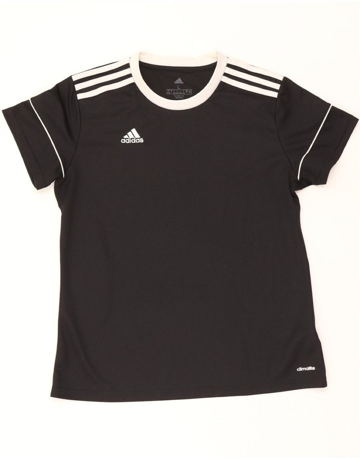 ADIDAS Womens Climalite T-Shirt Top UK 16/18 Large Black Polyester Vintage Adidas and Second-Hand Adidas from Messina Hembry 